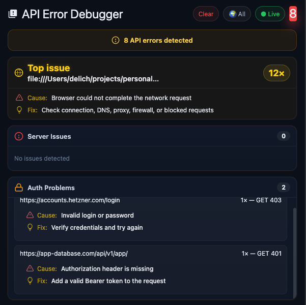 API Error Debugger UI